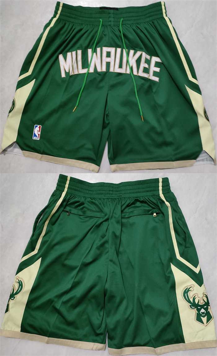Mens Milwaukee Bucks Green Shorts (Run Small)